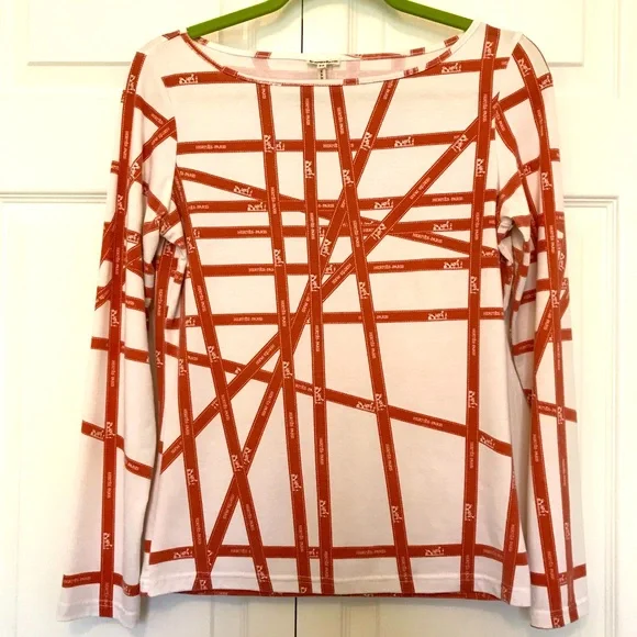 Hermes | Tops | Hermes Bolduc Ribbon Print Ls Shirt Sized Large 